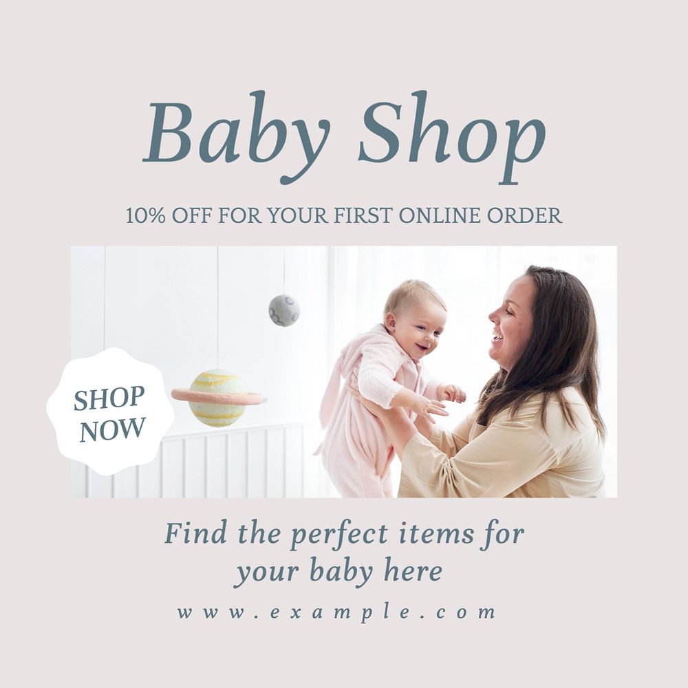 Baby skin Instagram post template, editable text