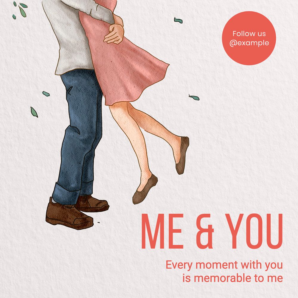 Me & you  Instagram post template, editable text