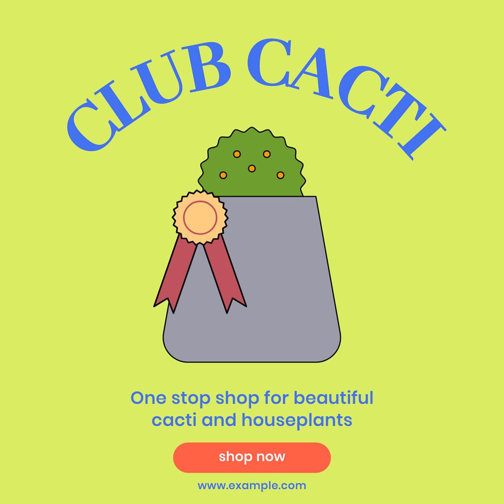 Club cacti Instagram post template, editable text