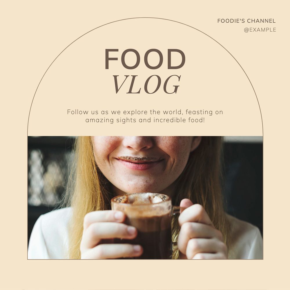 Food vlog Instagram post template, editable text