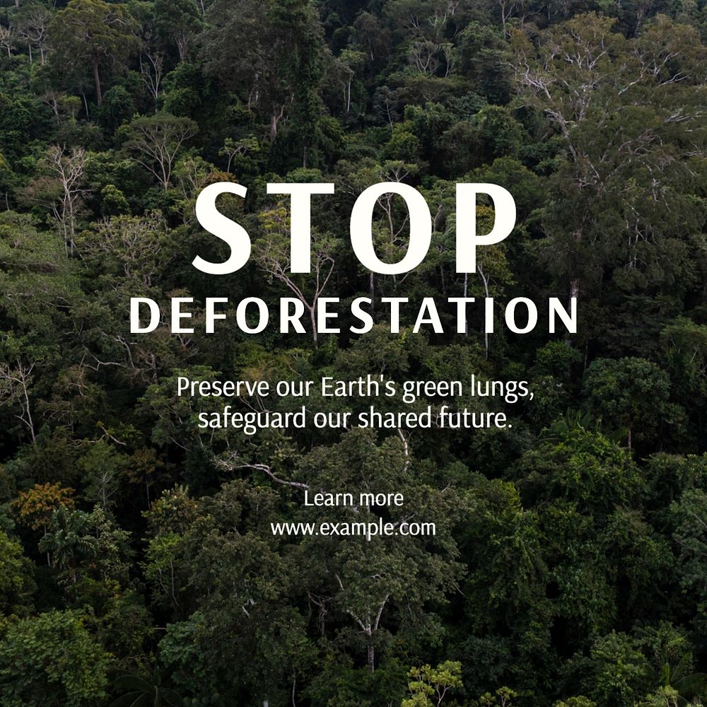 Stop deforestation Instagram post template, editable text