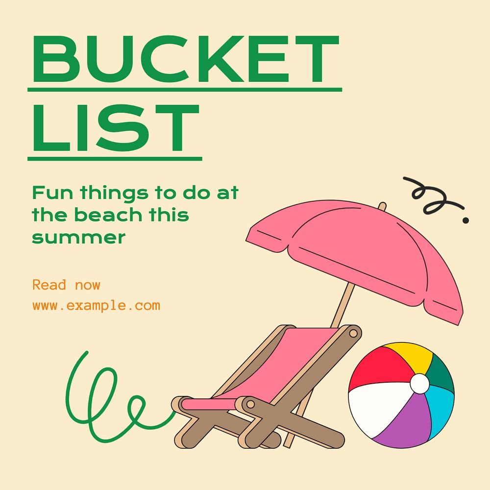 Bucket list Instagram post template, editable text