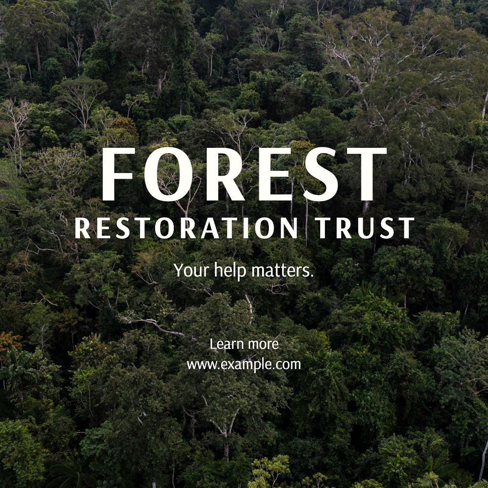 Forest restoration trust Instagram post template, editable text