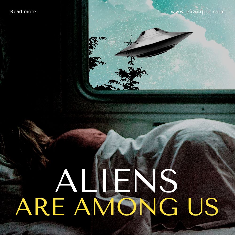 Alien among us Instagram post template, editable text