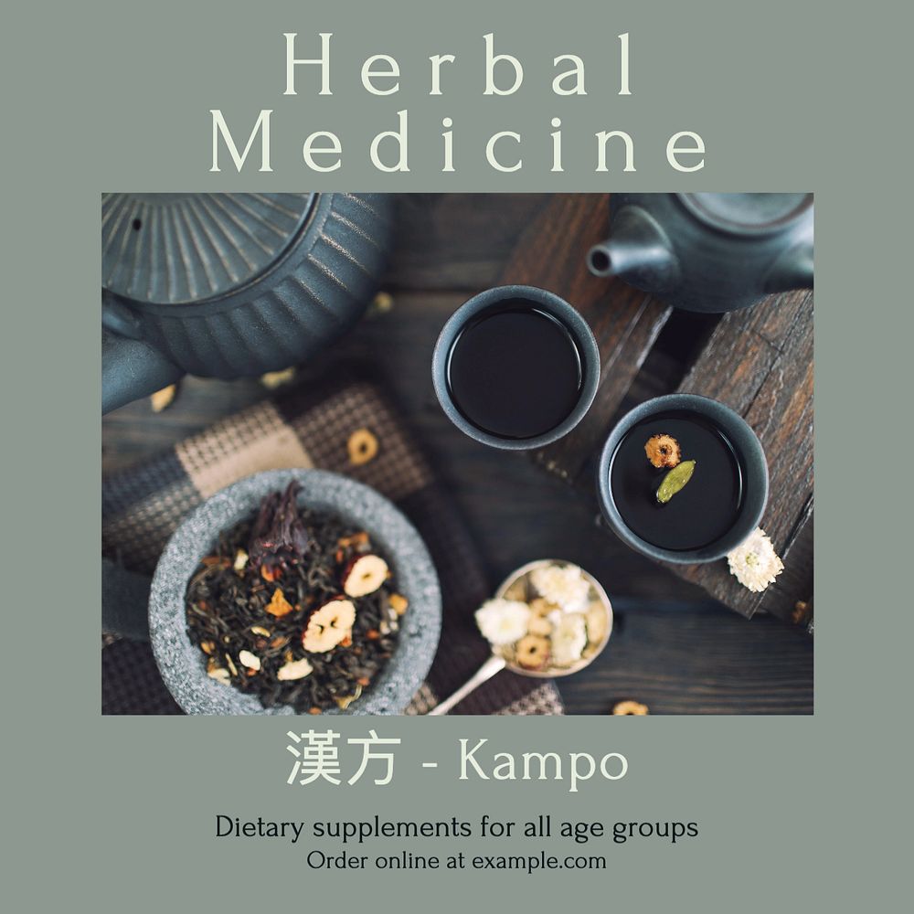 Herbal medicine Instagram post template, editable text