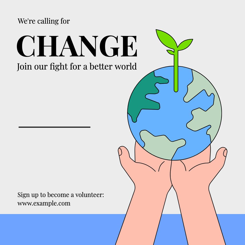 Change & better world Instagram post template, editable text