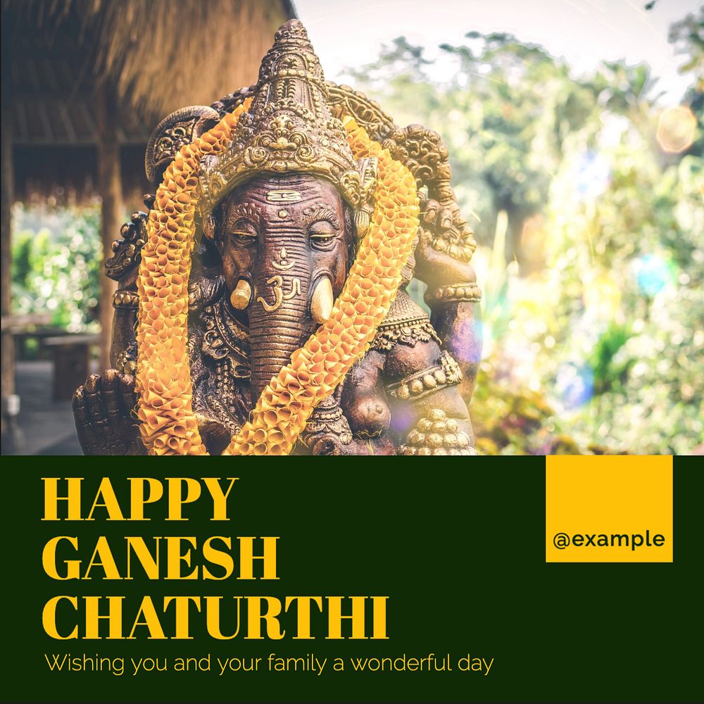 Ganesh Chaturti Instagram post template, editable text