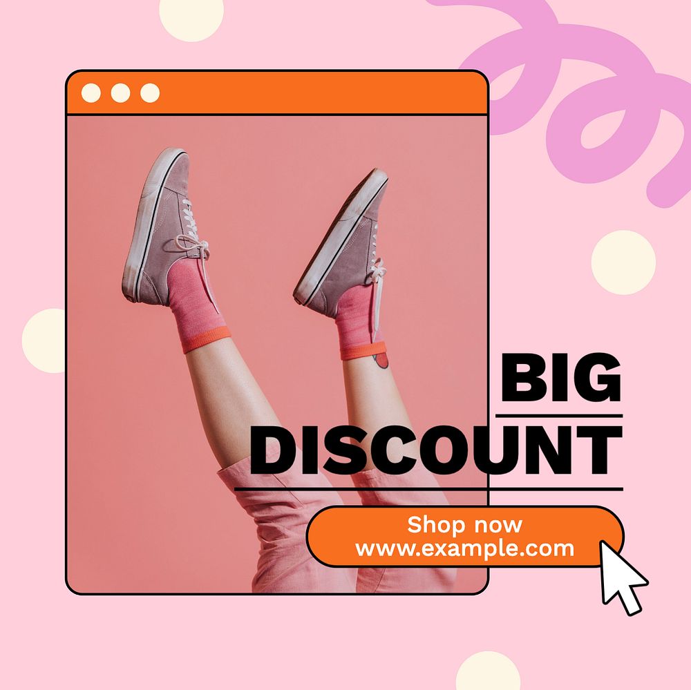 Big discount Instagram post template, editable text