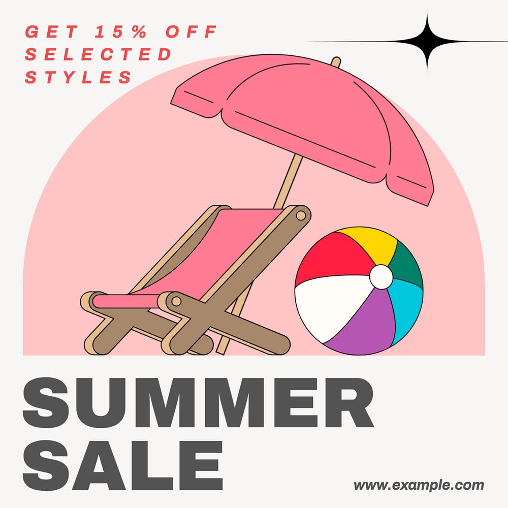 Summer sale Instagram post template, editable text