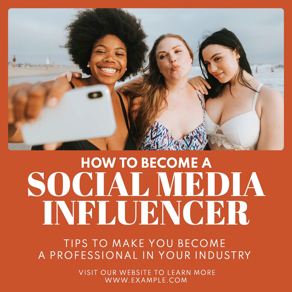 Social media influencer Instagram post template, editable text