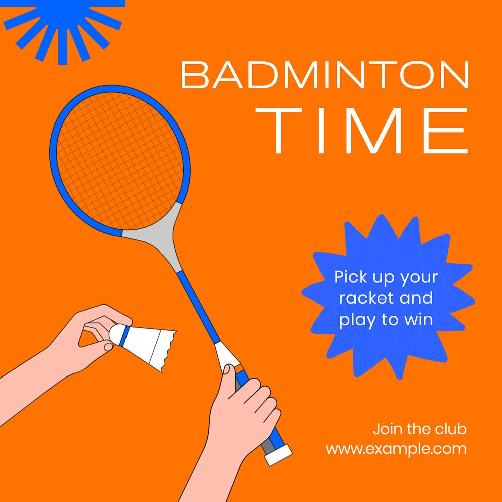 Badminton during Ramadan Instagram post template, editable text