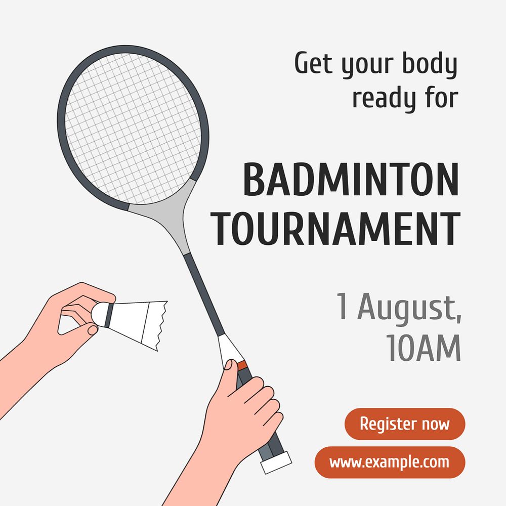 Badminton tournament Instagram post template, editable text