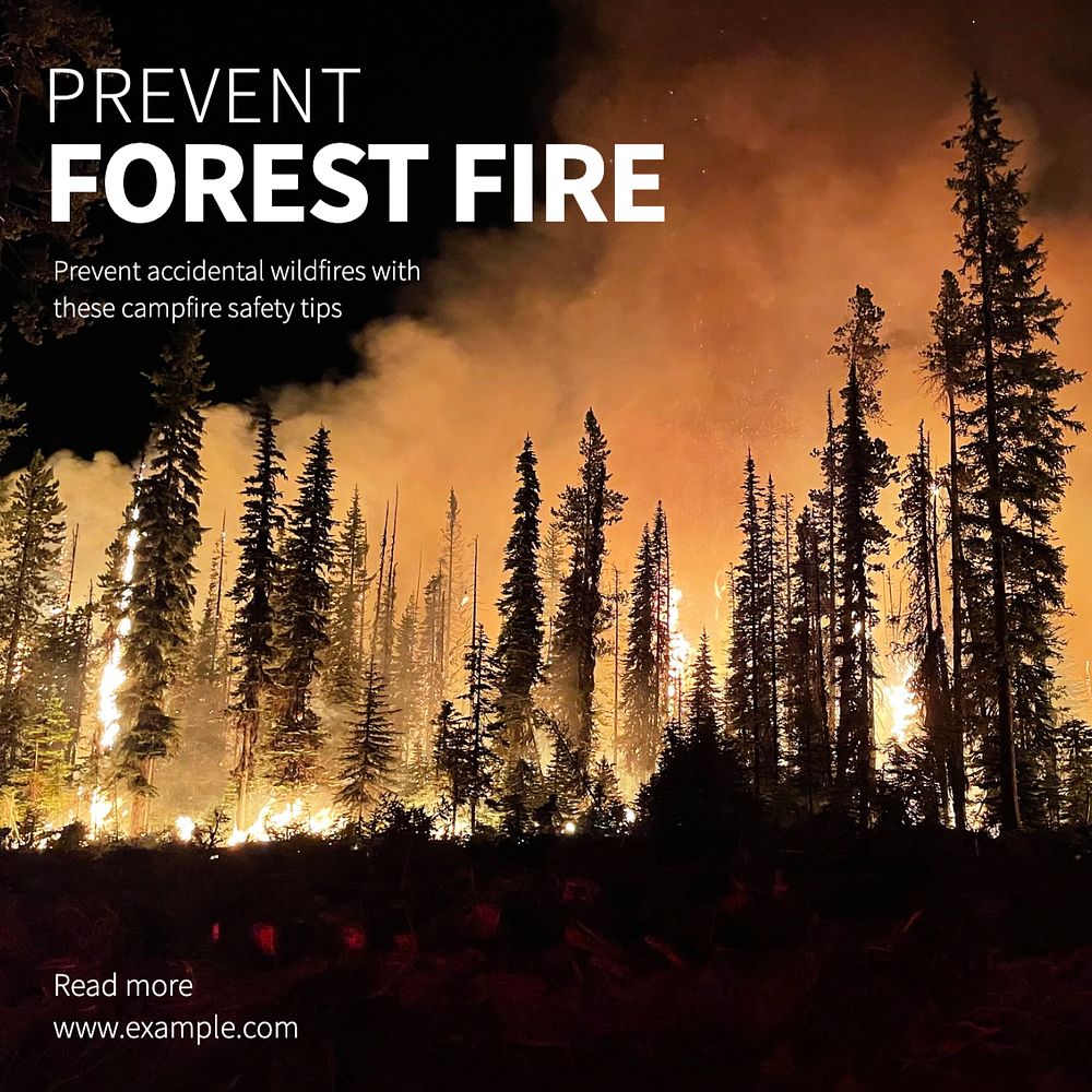 Forest fire Instagram post template, editable text