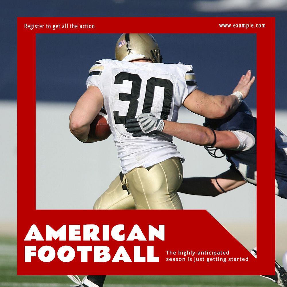 American football  Instagram post template, editable text