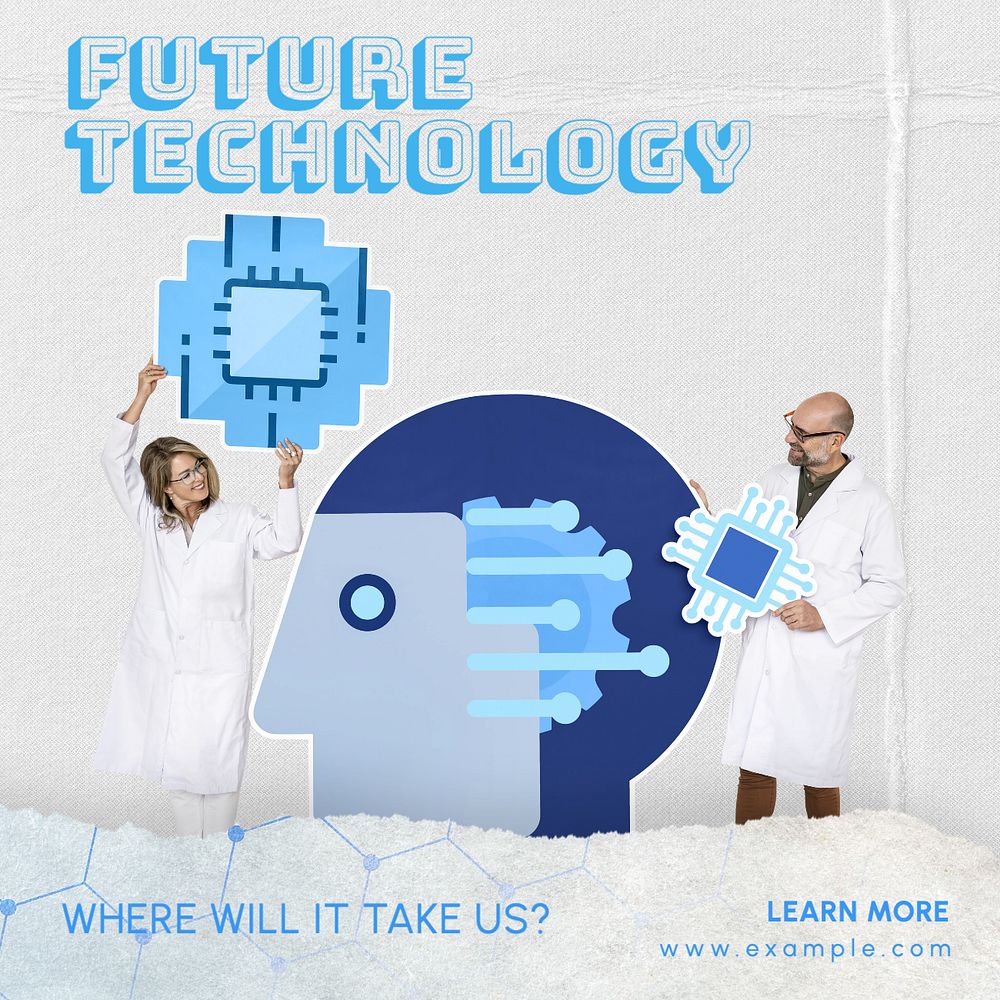 Future technology Instagram post template, editable text