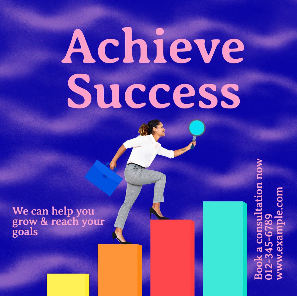 Achieve success Instagram post template, editable text