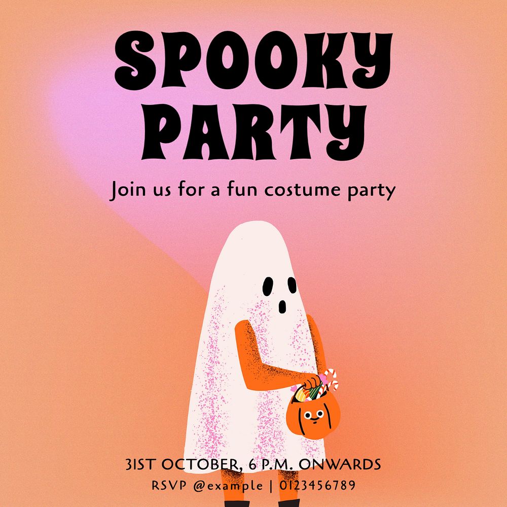 Halloween party  Instagram post template, editable text