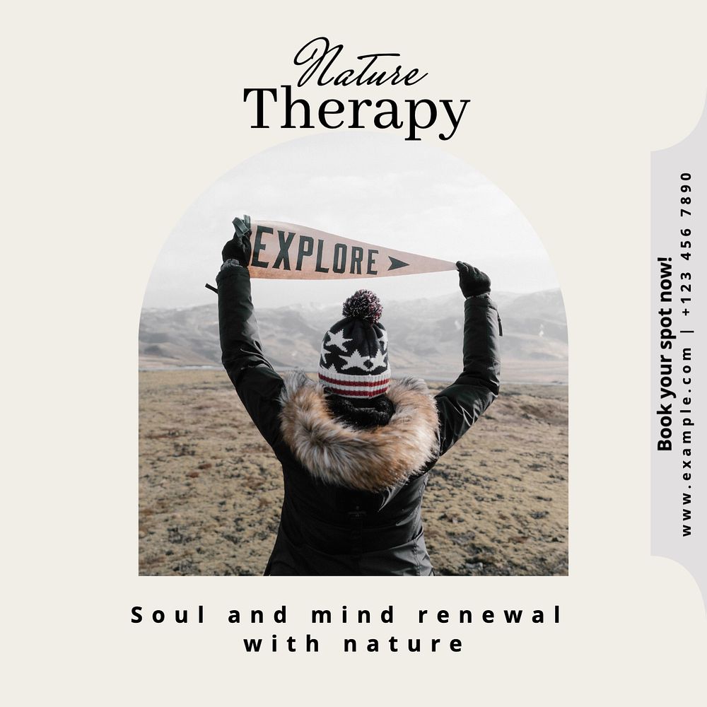 Nature therapy Instagram post template, editable text