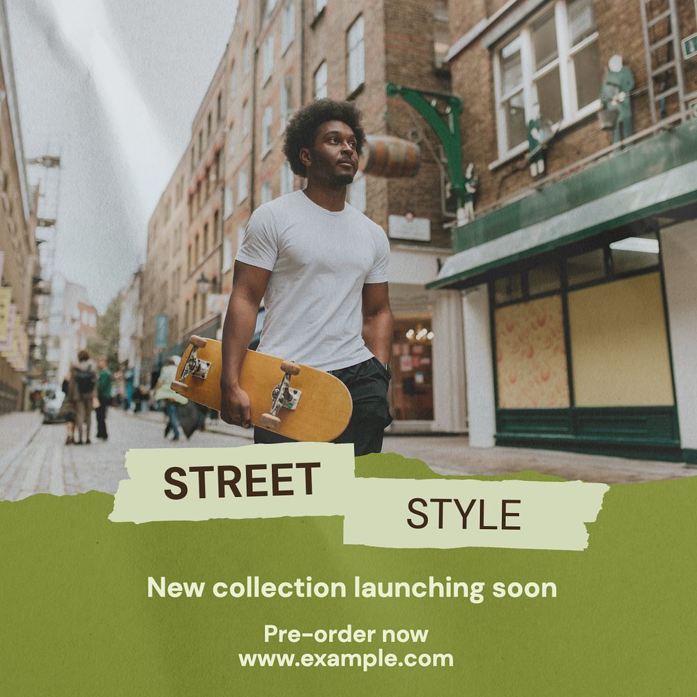 Street style Instagram post template, editable text