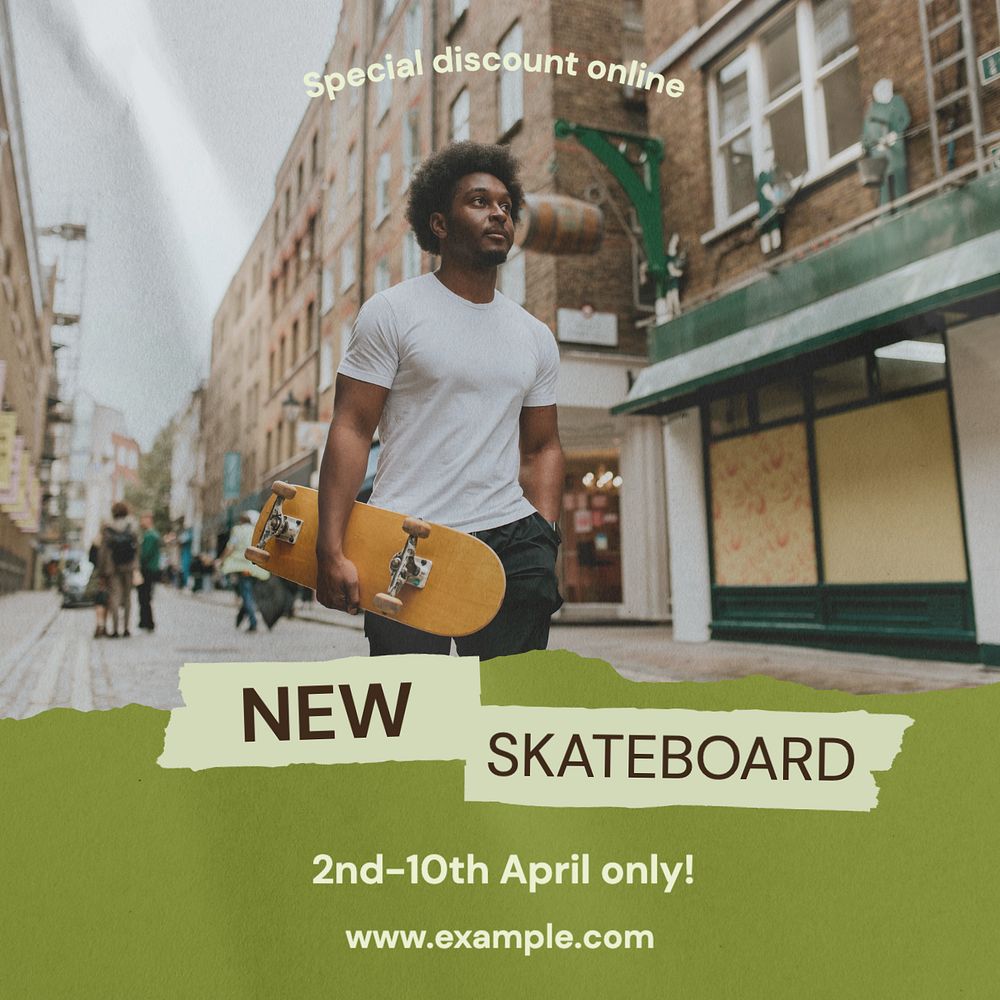 New skateboard Instagram post template, editable text