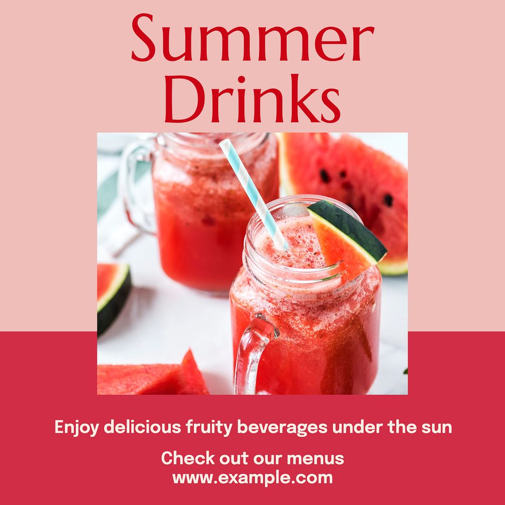 Summer drinks Instagram post template, editable text