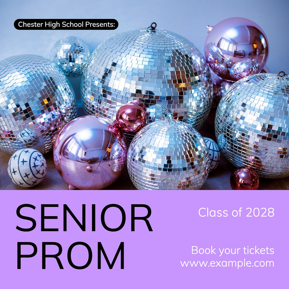 Senior prom Instagram post template, editable text