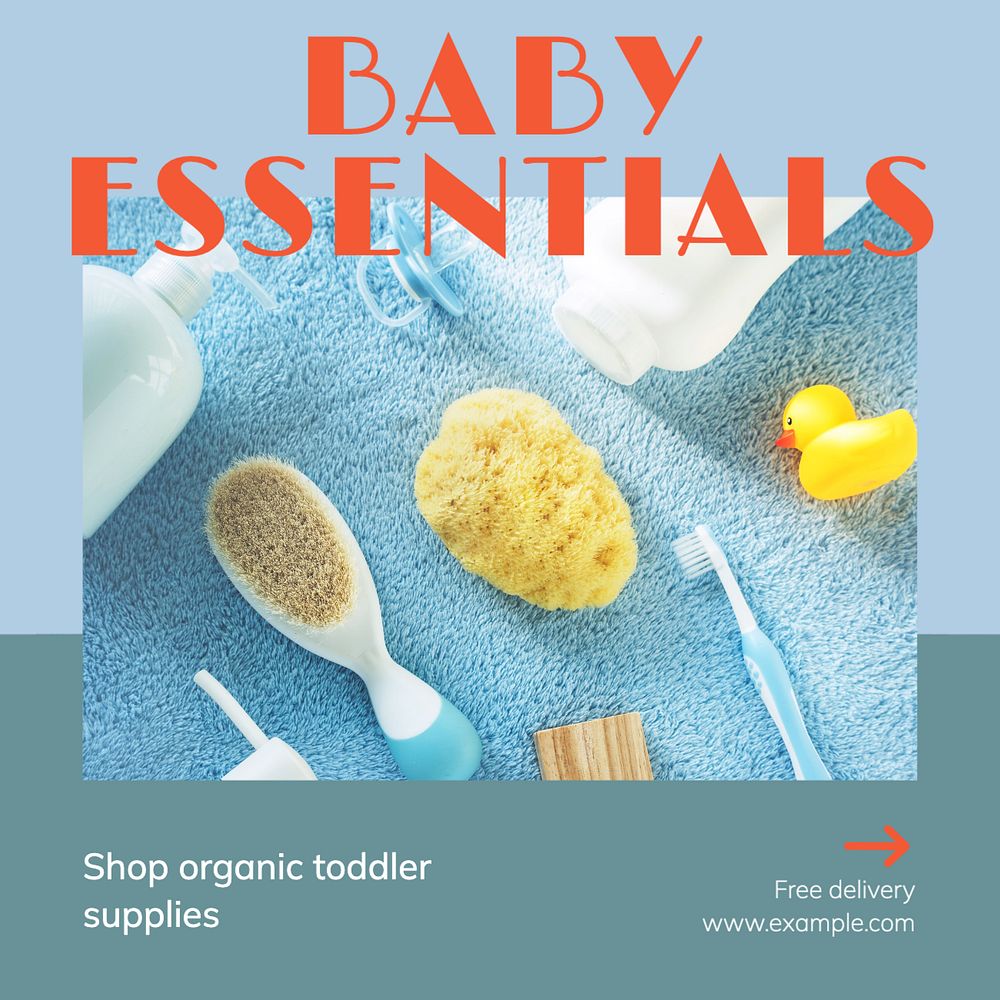 Baby essentials Instagram post template, editable text