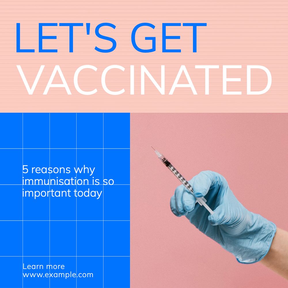 Vaccine shot Instagram post template, editable text