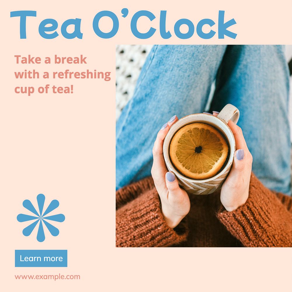 Tea Instagram post template, editable text