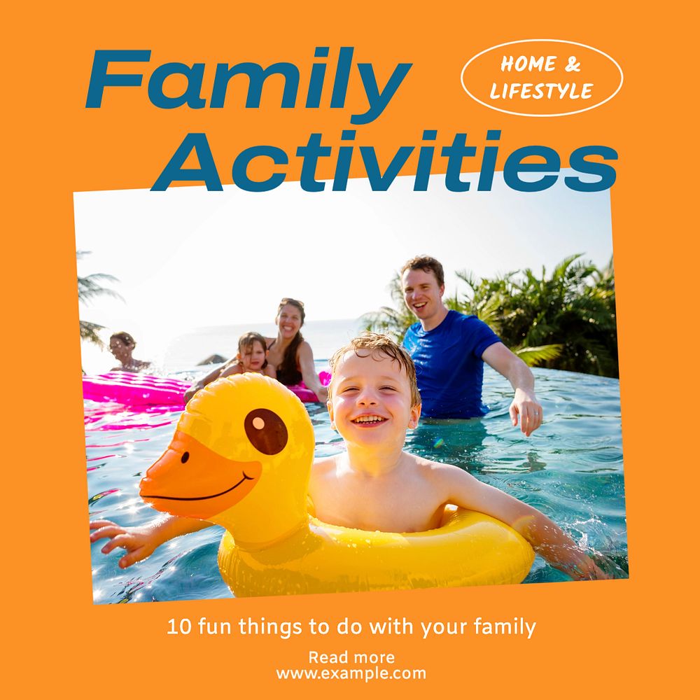 Family activities Instagram post template, editable text