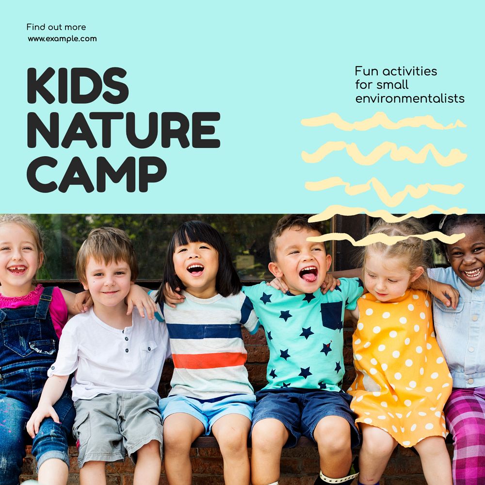 Kids nature camp  Instagram post template, editable text