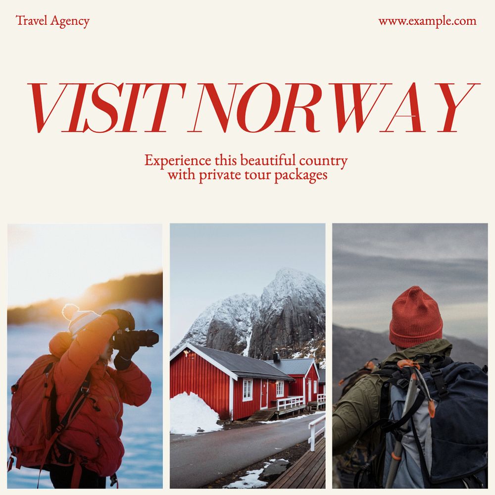 Visit Norway  Instagram post template, editable text