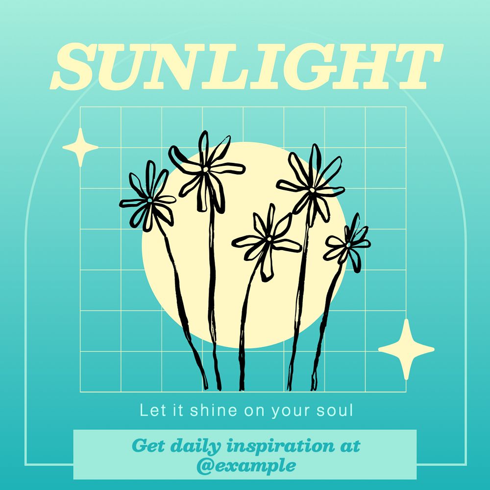 Sunlight & positivity quote Instagram post template, editable text