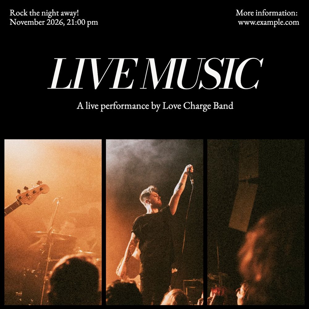 Live music  Instagram post template, editable text