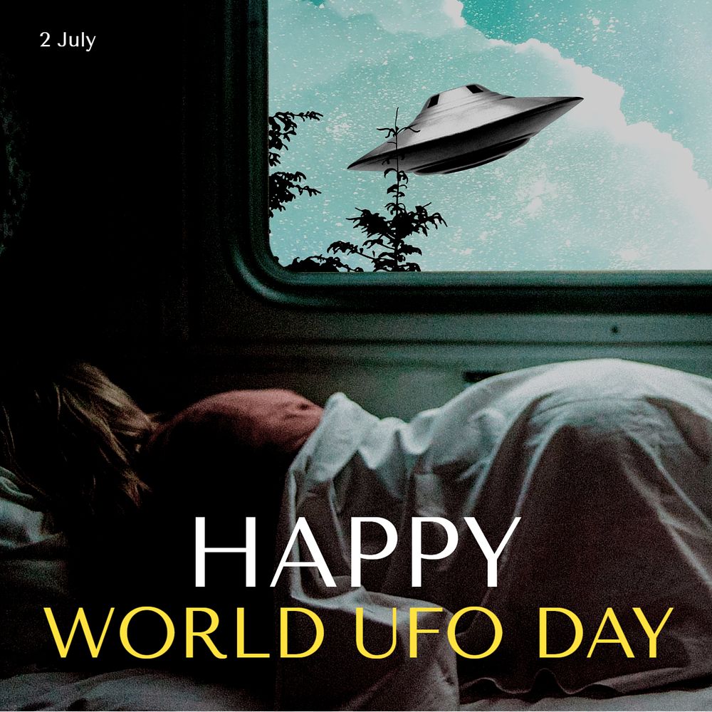 World UFO day Instagram post template, editable text