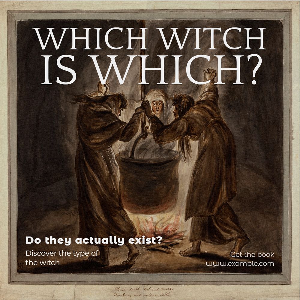 Witches Instagram post template, editable text