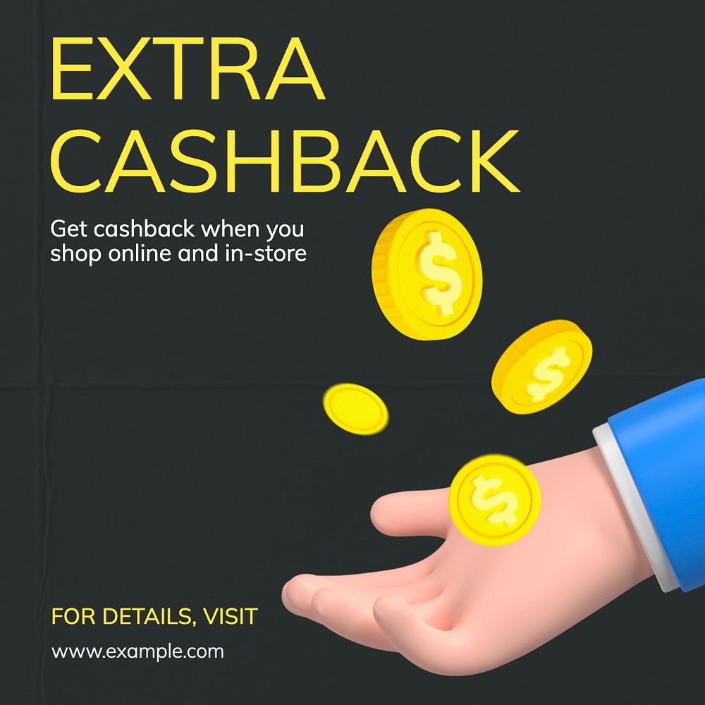 Cashback Instagram post template, editable text