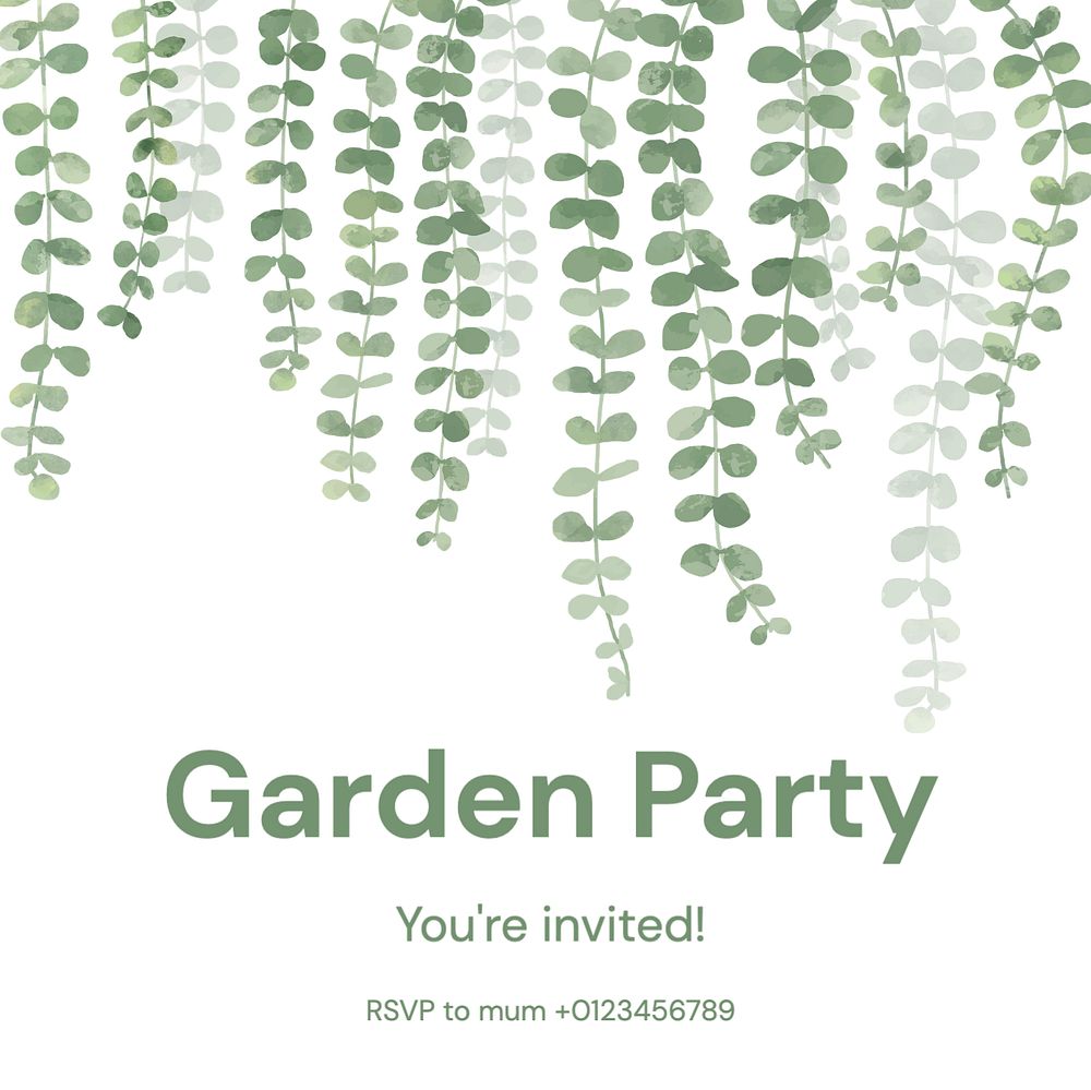 Garden party Instagram post template, editable text