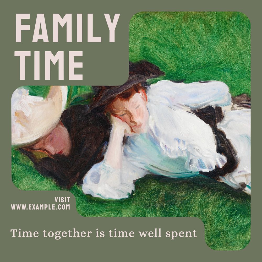 Family time Instagram post template, editable text