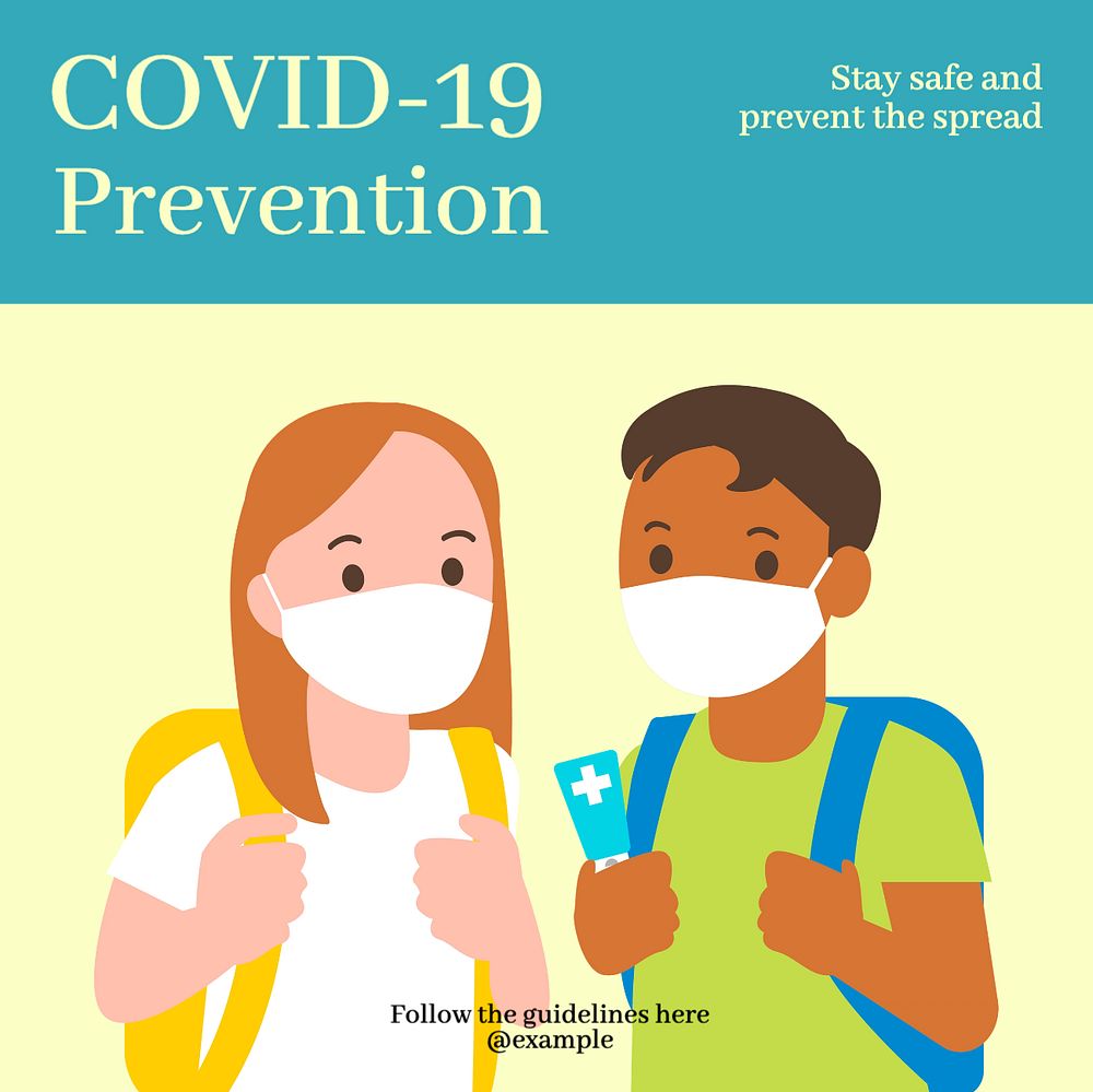 Covid-19 prevention Instagram post template, editable text