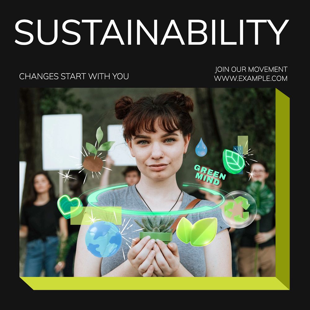 Sustainability Instagram post template, editable text