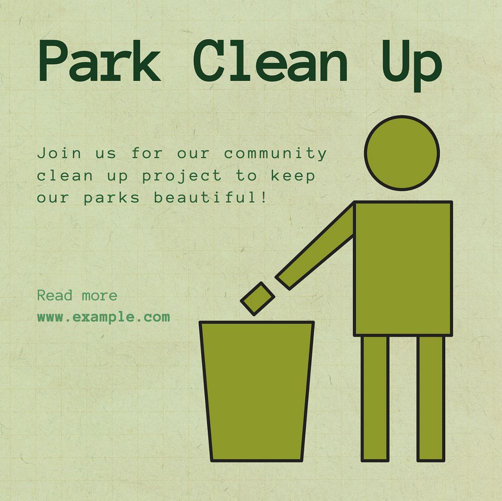 Park clean up Instagram post template, editable text