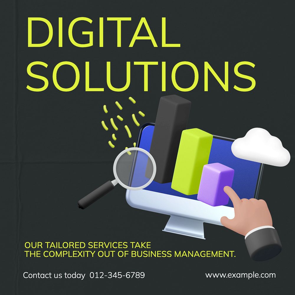 Digital solutions Instagram post template, editable text