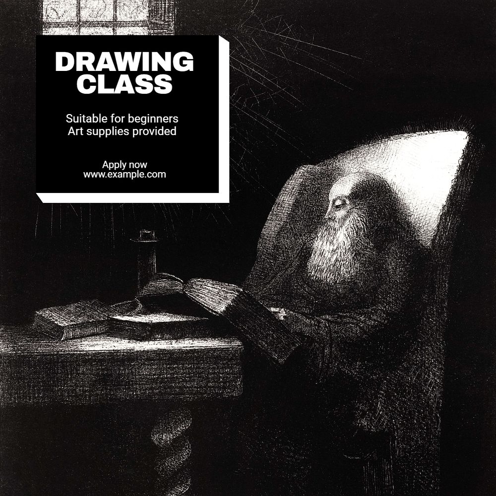 Drawing class Instagram post template, editable text