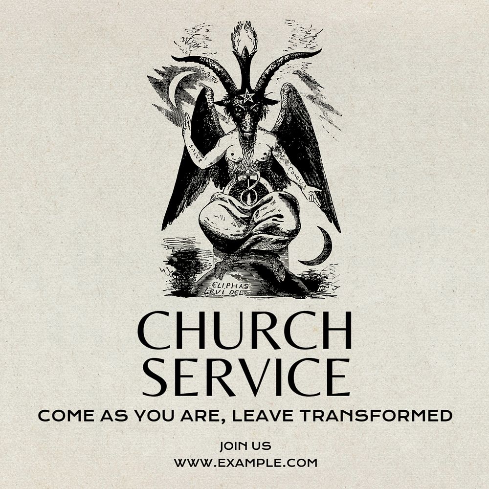 Church Service Instagram post template, editable text