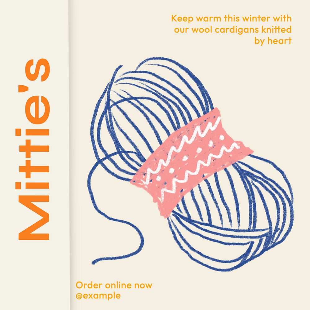 Knitted cardigans Instagram post template, editable text