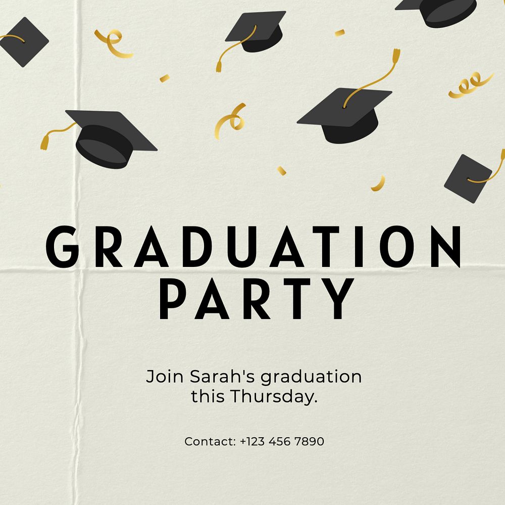 Graduation Instagram post template, editable text