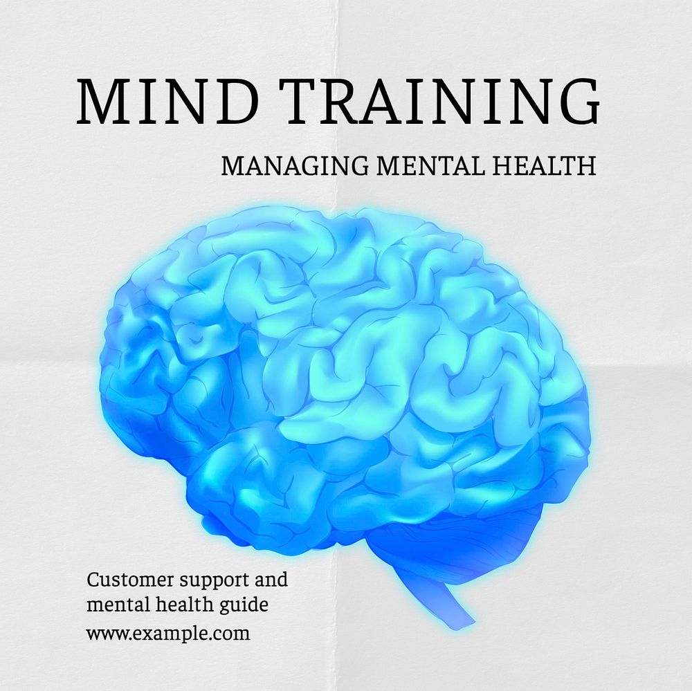 Mind training Instagram post template, editable text