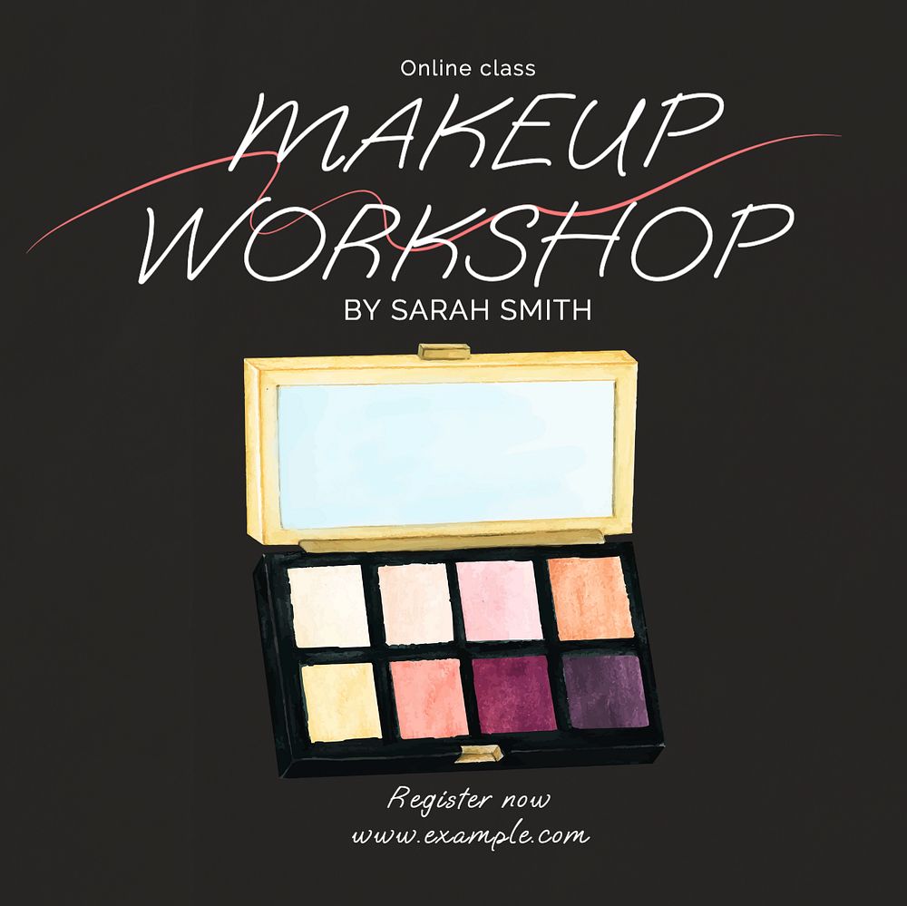 Makeup workshop Instagram post template, editable text