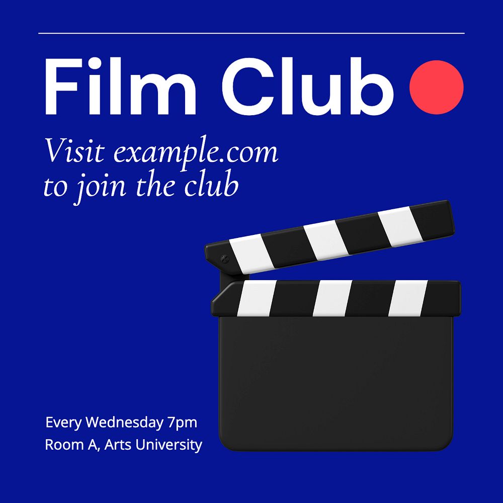 Film club Instagram post template, editable text